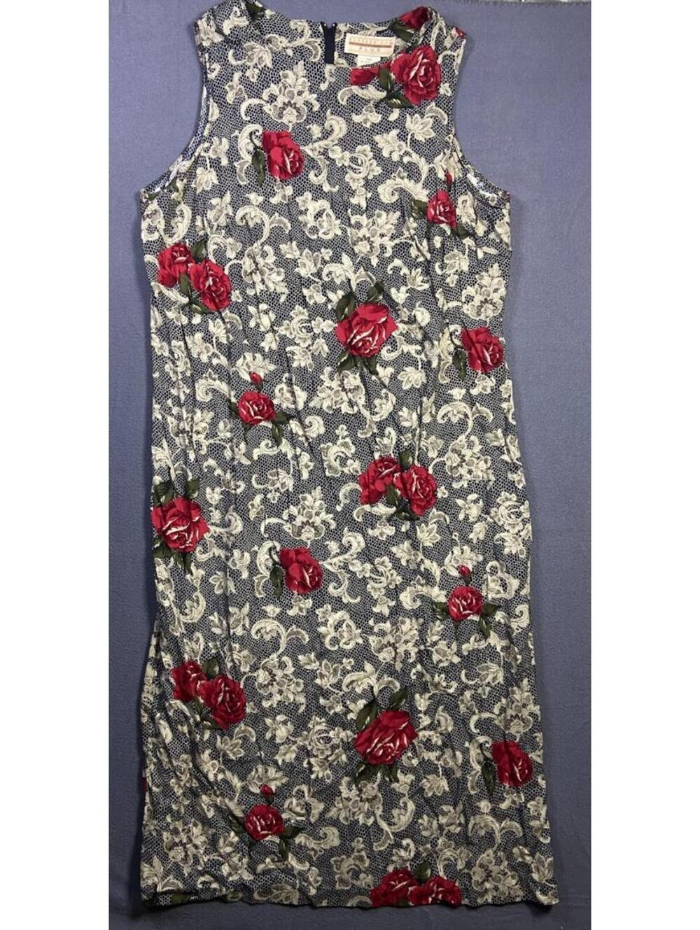 Expressions Women Bohemian Maxi Dress Floral Sleeveless 100%  Rayon Back Zip 20W